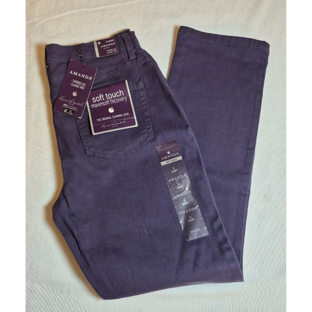 Gloria Vanderbilt Women's Amanda Jeans Size 6 Short Purple Slimming Tapered Leg
